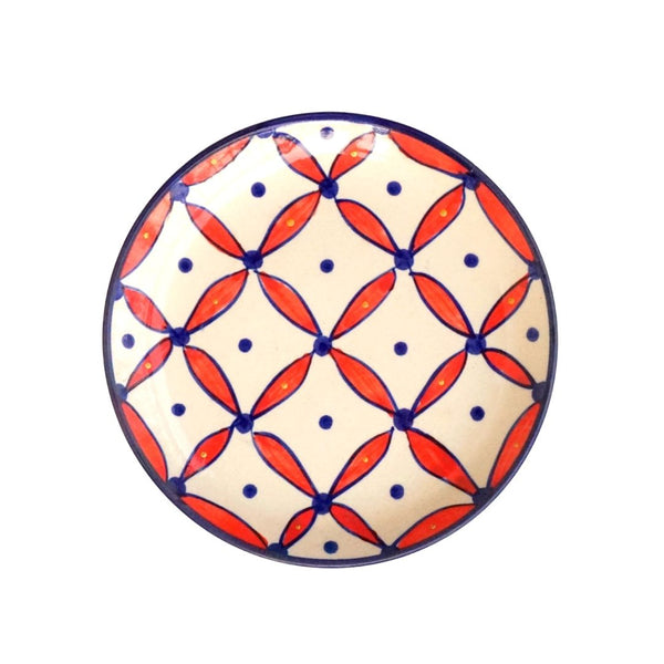 Wall Plate - Floral Chequered Pattern - Red White and Black- Home Decor & Personalised Gifting - Wall Decor - Free Shipping India - Buy Online
